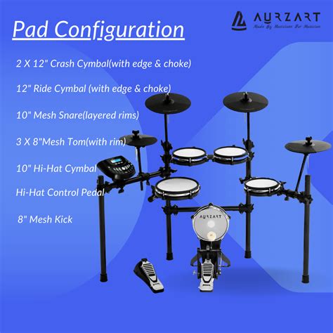 Aurzart Electronic Drums AZ-ED380 9 Piece All Mesh Head – Aurzart Music ...