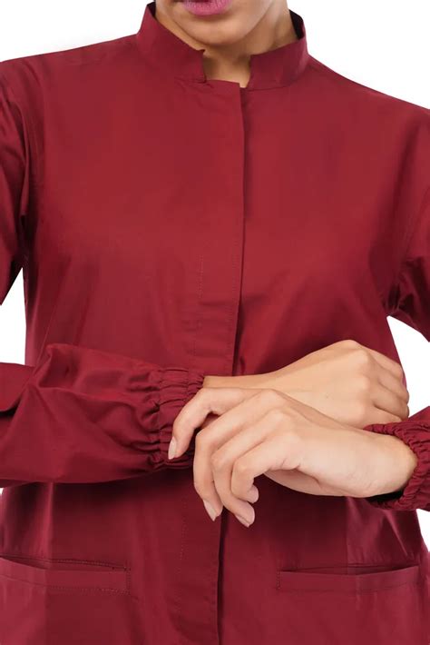 Modest Front Open Womens Scrub Maroon | GoldenGown