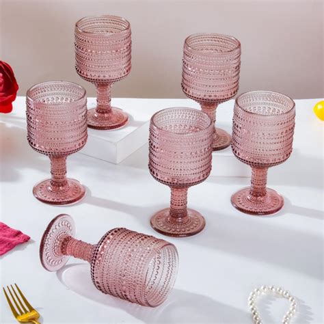 Buy Nestasia Bubbles Stemmed Glass Set - Textured Exterior, Food-Safe ...