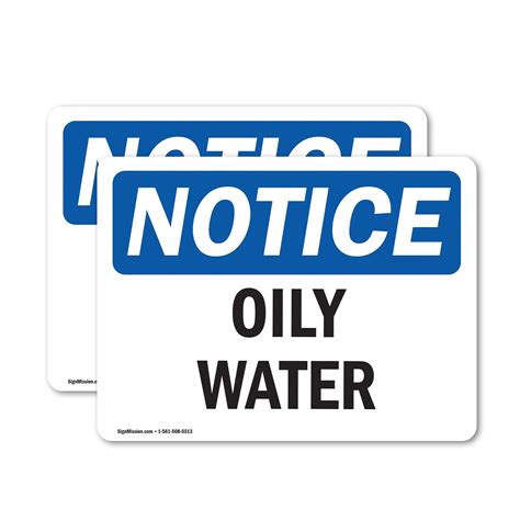 (2 Pack) Oily Water OSHA Notice Sign 7 Inch X 5 Inch Vinyl Label Decal ...