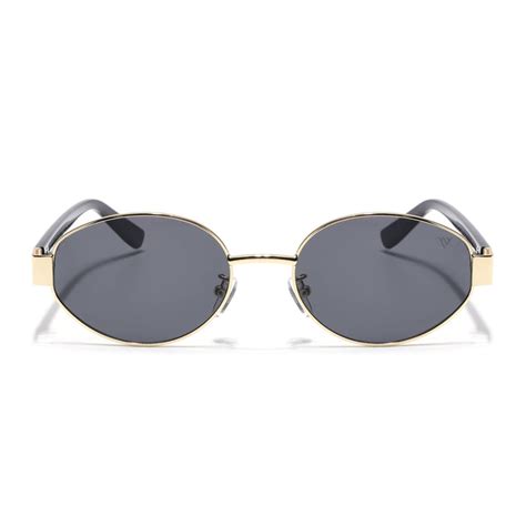 Sable | Golden Oval Sunglasses for Men & Women | Black Lens - MG6894