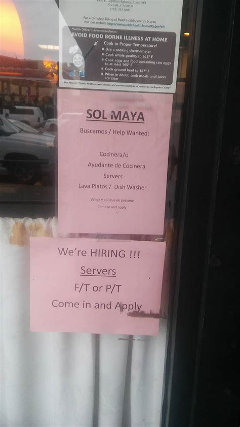 Menu at Sol Maya Pupuseria restaurant, Whittier