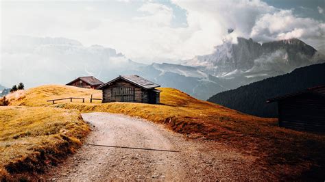 Wallpaper road, houses, hills, landscape hd, picture, image