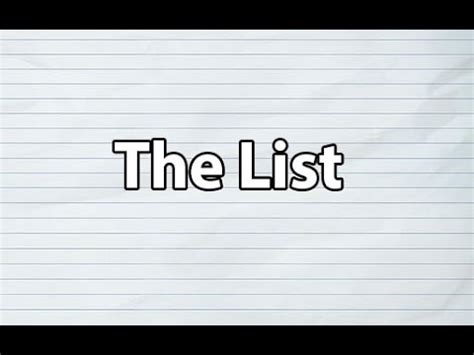 The List - YouTube