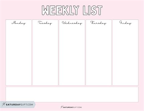 Cute Free Printable Weekly Calendars