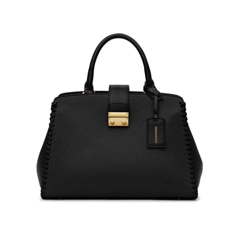 Buy MIRAGGIO Black Textured Dune Handbag (M) Online