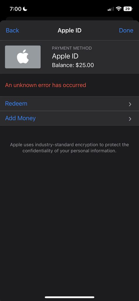 "unknown error has occurred" - Apple Community
