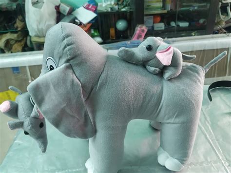 Buy DI DEALS INDIA Mother Elephant with 2 Babies Soft Toy- 32 cm, Grey ...