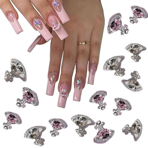 Emlimny 24PCS Nail Art Charms 8 * Clear + 16 * Pink Planet Nail Charms ...