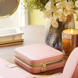 Pure Home + Living Pink Square Faux Leather Travel Jewellery Box for ...