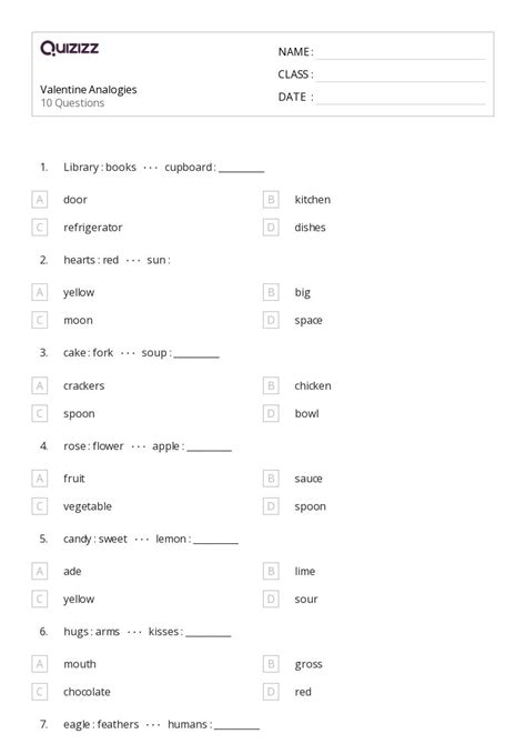 50+ Analogies worksheets for 4th Class on Quizizz | Free & Printable