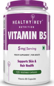HealthyHey Nutrition Vitamin B5 D-Pantothenate - Vegan - 5mg - 120 Veg ...