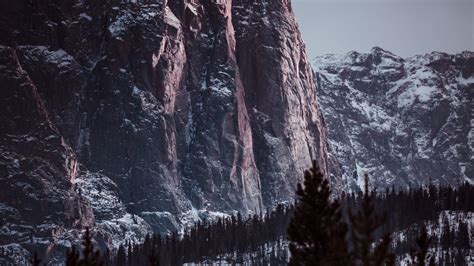 Download wallpaper 3840x2160 mountains, rocks, trees, snowy, landscape ...