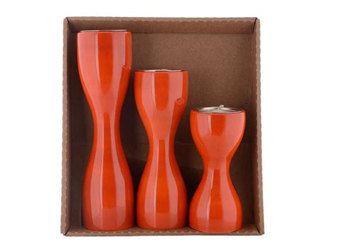 Triune Orange Candle Holder 3 Sets - Channapatna toys - Fairkraft Creations