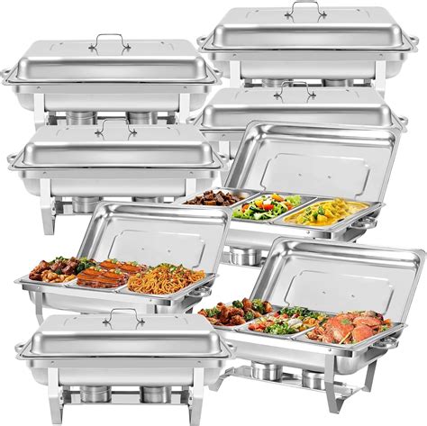 Chafing Dish Buffet Set 8 Pack, Jacgood Stainless Steel Chafing Dishes ...