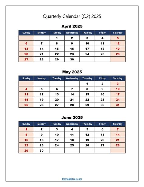 Quarterly Calendar 2025 Free Printable PDF Templates