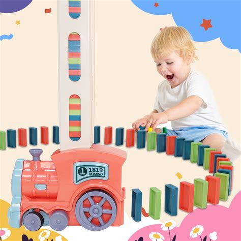 Buy 2023 Upgrade Electric Domino Train Toy Set, Creative Automatic ...