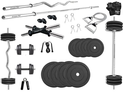 DREAM FIT Professional Rubber Plates Combo - 20Kg Home Gym Set With 3 ...