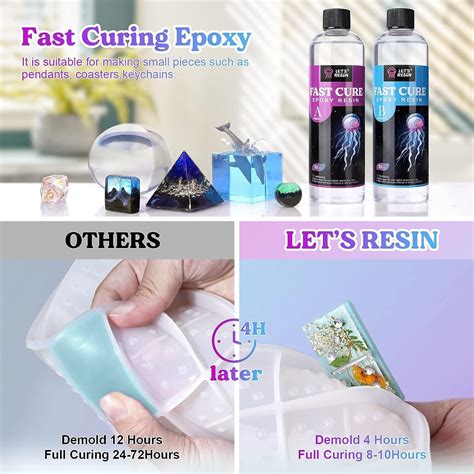 LET'S RESIN Fast Curing Epoxy Kit- 4 Hours Demold Time | 20oz Crystal ...
