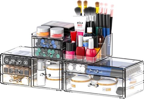 Amazon.com: Cq acrylic 3 Pack Clear Makeup Organizer Countertop ...