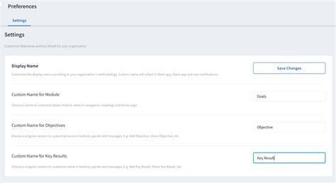 Custom Names for OKRs – Mesh