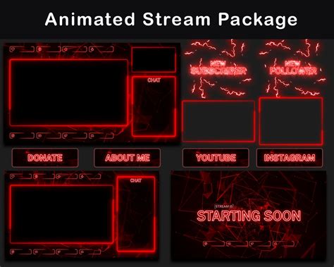 Buy Animated Stream Package Dark Red Twitch Overlay Animated Alerts ...
