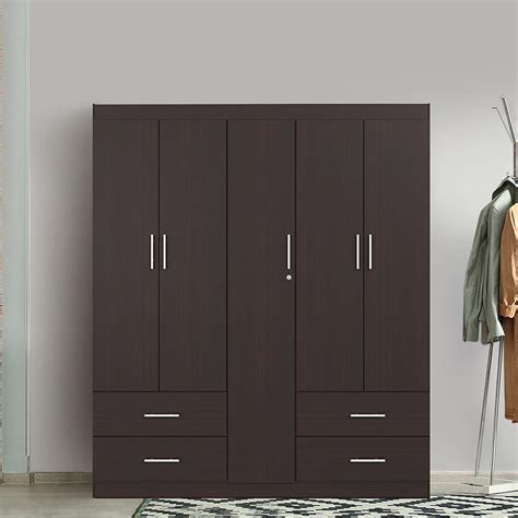 Furnilife Engineered Wood Wardrobe 5 Doors 4 Drawers, White Color ...