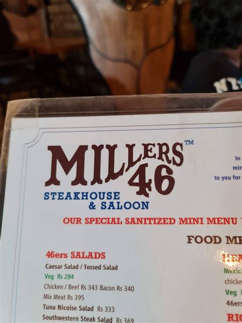 Menu at Millers 46 Steak House & Bar, Bengaluru