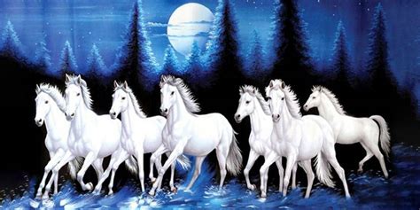 lucky seven horses running at sunrise ll 7 horse vastu poster in vinyl ...