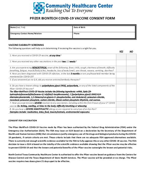 Fillable Online PFIZER BIONTECH COVID-19 VACCINE CONSENT FORM Fax Email ...