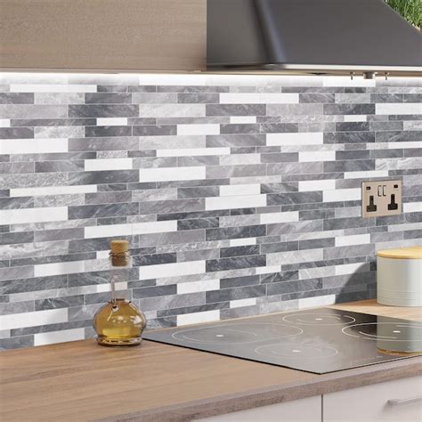 SUNWINGS Gray 11-in x 12-in Matte Composite Linear Marble Look Peel and ...
