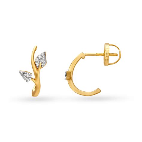 Winsome Leaf Motif Diamond Stud Earrings