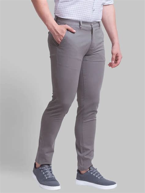 Men Grey Low Rise Tapered Fit Solid Cotton Blend Trouser – MyRaymond