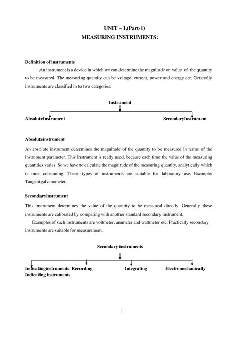 UNIT – I(Part-1) Measuring Instruments - UNIT – I,(Part-1) MEASURING ...