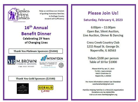 16th Annual Benefit Dinner - Celebrating 29 Years of Changing Lives ...