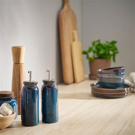 BRUGDHAJ oil/vinegar bottle, blue, 19 cm (7 ½") - IKEA