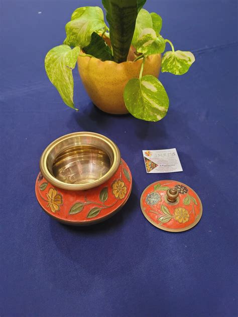 Traditional Maharashtrian Hand made Brass Haandi Handi Nut Bowl Hand P ...