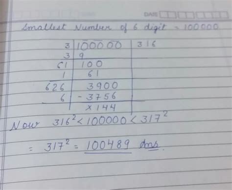 find the smallest number of 6 digit which is a perfect square - Brainly.in