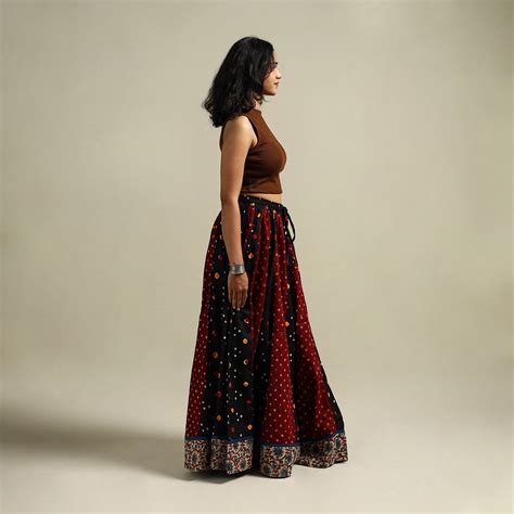 Multicolor Bandhani Tie-Dye 24 Kali Patchwork Cotton Long Skirt
