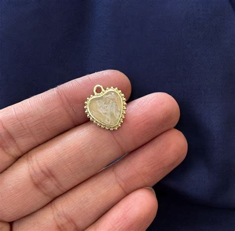 MC2 - White Marbled Heart Charm