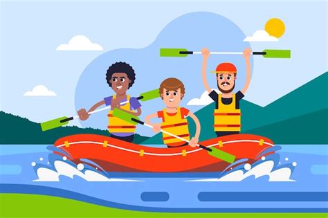 Handgezeichneter Rafting-Illustrator | Kostenlose Vektor