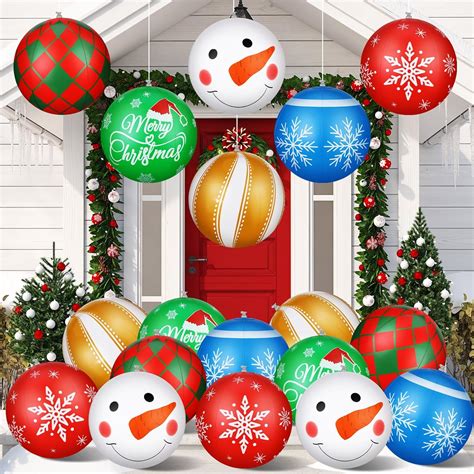 Jetec 18 Pcs 16 Inch Giant Inflatable Christmas Ball PVC Hanging ...