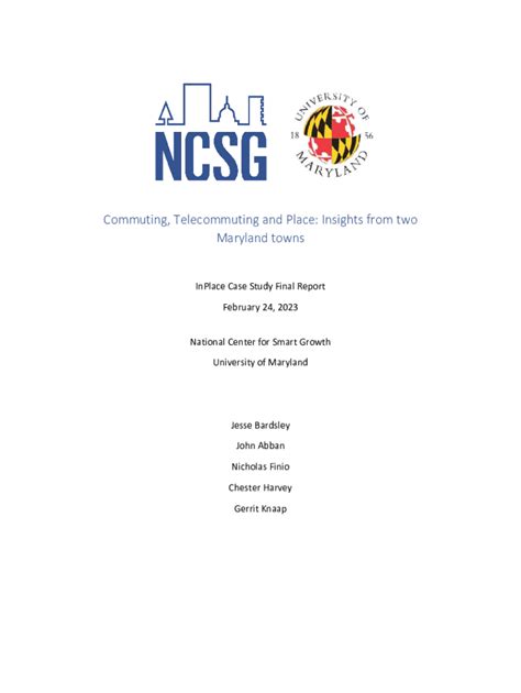 Fillable Online Commuting and Telecommuting Insights in Maryland Towns ...