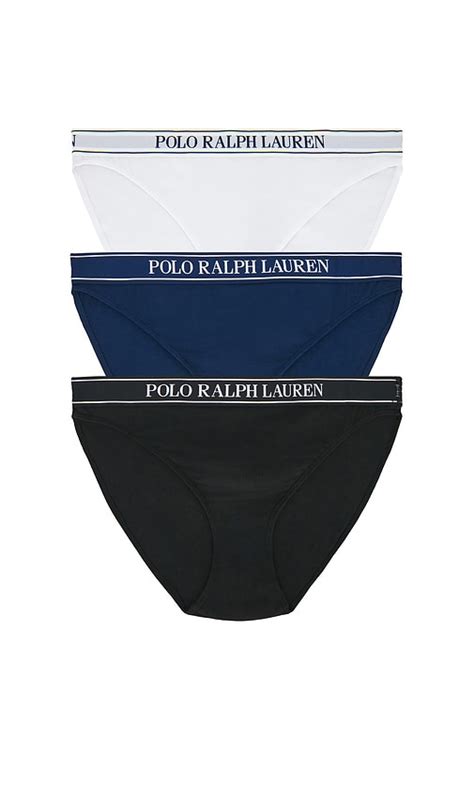 Polo Ralph Lauren Intimates Essentials Bikini 3pack in Onyx, White ...