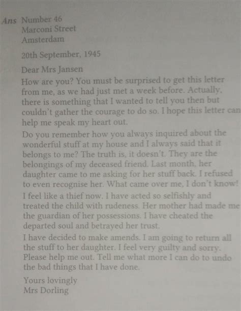 Imagine you are mrs. dorling you are filled with uncomfortable what had ...