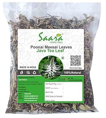 Saara HERBAL FRESH Poonai Meesai Leaf, Seraga Thulasi, Java Tea Leaf ...