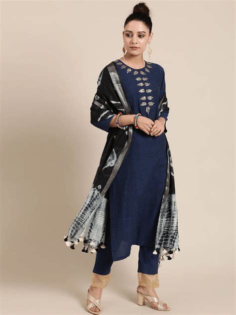 Mukaish Work Blue Kurta Set for Women - Stylish Attire – Charkha Tales
