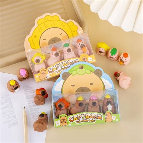 Capybara Erasers Set Pack of 4 | Cute Animal Erasers for Kids & School ...