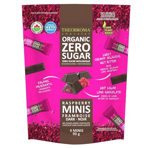 Theobroma Organic Zero Sugar Dark Chocolate Raspberry Minis at NaturaMarket