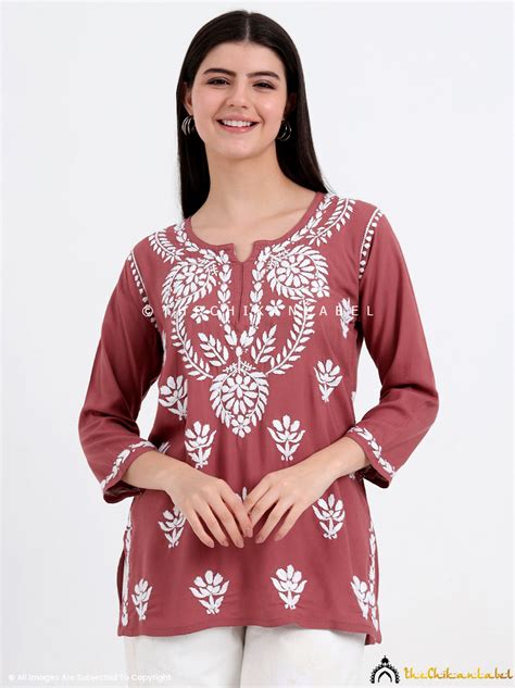 Brown Chikankari Short Top – Trending & Comfy Women Wear
